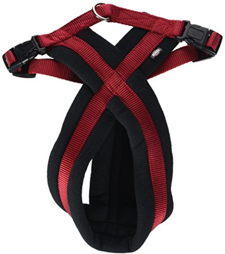 TRIXIE Premium Touren-Geschirr Größe M–L: Brustumfang 50–90 cm/25 mm in rot - sportliches Hundegeschirr mit angenehmer Vliespolsterung, stufenlos verstellbar für mittelgroße Hunde, 204003
