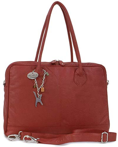 Catwalk Collection Handbags - Grande Borsa Tote Pelle - Borsa a Spalla da Lavoro - Cartella Ufficio Donna - Tracolla Removibile - Grosvenor - Rosso