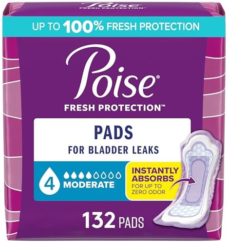 Poise Incontinence Pads for Women, 4 Drop, 132 ct