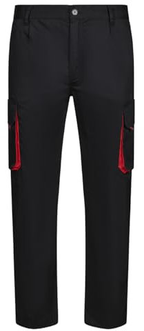 Velilla 103004 - Pantaloni multitasche (Taglie 56) colore nero e rosso