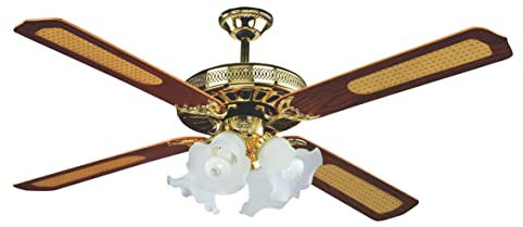 DCG Eltronic VECRD53L, Ventilatore a Soffitto in Legno, 4 Luci, 230v, 50hz