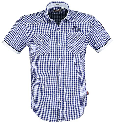 Lonsdale London Berny Homme Chemise Manches Courtes Marine L 100% Coton Slim Fit