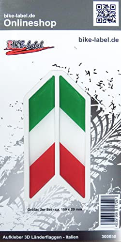 BIKE-label Auto Aufkleber 3D Länder-Flaggen Italien Italy 2 Stck je 100 x 20mm 300050