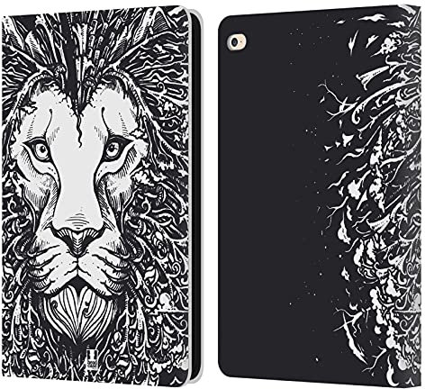 Head Case Designs Lion Mix Doodle Étui Portefeuille en Cuir Compatible avec Apple iPad Air 2 (2014)