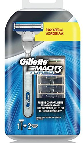 Alte Version/Gillette Mach3 Turbo-Rasierer für Herren mit 2 Nachfüllpackungen