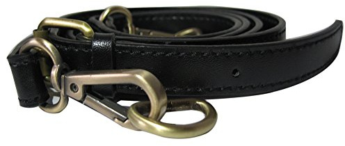 Neuleben Schulterriemen echtes Leder 120cm Schultergurt Riemen Gurt Lederriemen für Taschen Handtasche Umhängetasche (Schwarz-Messing Haken)