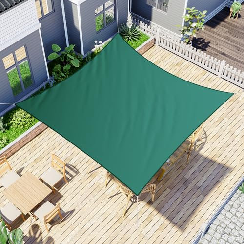 jarolift Sonnensegel Quadrat, Wasserabweisend, Sonnenschutz Sichtschutz für Terrasse Garten Balkon, Polyestergewebe, 500 x 500 cm, Grün
