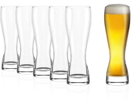 Stölzle Lausitz Weizenbierglas 6er-Set, Fassungsvermögen: 0,395 l, spülmaschinengeeignet, 4730050/6.3