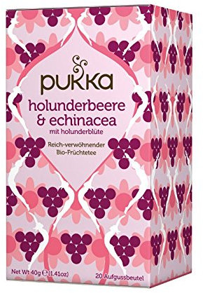 PUKKA Bio Holunderbeere & Echinacea Tee, 1er Pack (20 x 2,0 g Teebeutel) - BIO