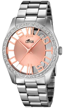 LOTUS Montre Femme Analogique en Acier Inoxydable 316l Argenté