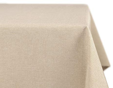 BEAUTEX fleckenabweisende und bügelfreie Tischdecke - Tischtuch mit Lotuseffekt - Tischwäsche in Leinenoptik, Eckig 160x320 cm, Sand