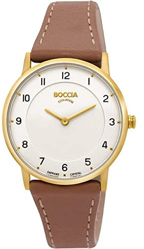 Boccia Damen Analog Quarz Uhr mit Leder Armband 3254-02
