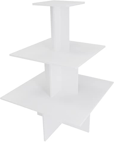 Dila GmbH Aigentlich Pyramidentisch New York, Weiß | Verkaufstisch Verkaufsregal aus Holz, 3 Ebenen, Gesamthöhe: 135cm