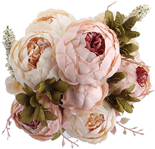 Duovlo Künstliche Pfingstrosen, Vintage-Stil, Seidenblumen, Hochzeit, Heimdekoration, 1 Stück (Hellrosa)