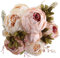 Duovlo Künstliche Pfingstrosen, Vintage-Stil, Seidenblumen, Hochzeit, Heimdekoration, 1 Stück (Hellrosa)