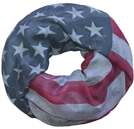 thb Richter Loopschal Amerika/USA Flagge Loop Schal Tuch Schlauchschal Rundschal Vintage Stars and Stripes Blau-Grau
