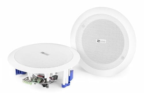 Power Dynamics CSBT60 Juego de Altavoces Bluetooth para Techo, par de 120 w, Altavoz empotrable de 2 vías para Techo y Pared, Amplificador Digital Integrado. Oficinas, Restaurantes, Salones. Blanco
