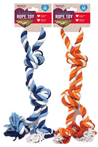 Rosewood Twistables Rope Tug Toy for Dogs - Durable, Cotton Chew and Fetch Dog Toy for Small and Medium Breeds, Assorted Blue or Orange Colours