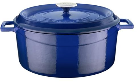 Lava Signature Enameled Cast-Iron Round Dutch Oven - 7 Quart, Cobalt Blue