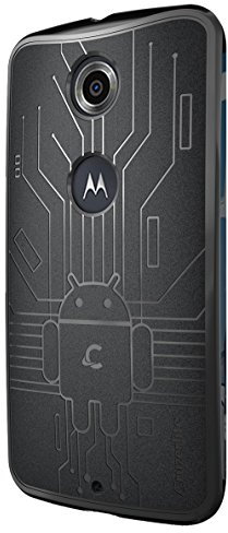 Cruzerlite Case for Nexus 6 Case, Bugdroid Circuit TPU Case for the Google Nexus 6 / Motorola Nexus 6 (2014 Release) - Retail Packaging - Black