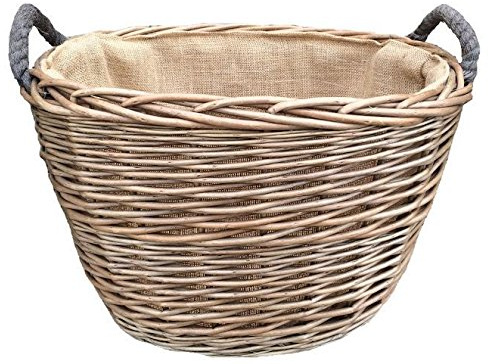 Medium Oval Hessian Lined Log Basket