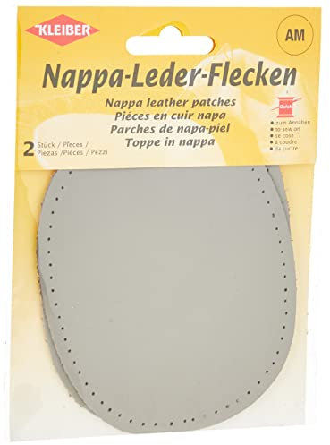 Kleiber Sew-on Nappa Leather elbow and knee patches 12.5 cm x 10 cm, Grey, 2 per pack
