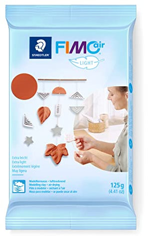 STAEDTLER lufttrocknende Modelliermasse FIMO air light, extra leicht, terrakotta, sofort gebrauchsfähig, kein Brennvorgang notwendig, 125g, angenehme Haptik, klebt nicht, 8133-76
