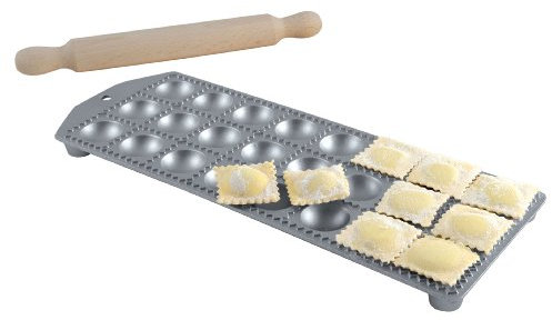 Eppicotispai Ravioli-Maker mit Nudelholz, 24 Löchern, Aluminium