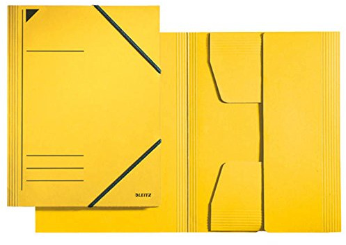 Leitz 3981 Eckspannermappe mit 3 vollflächig verklebten Klappen, A4, Füllhöhe 350 Blatt, Colorspankarton, vier Farben zur Auswahl (5, gelb)