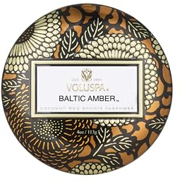 Voluspa Baltic Amber Candle | Mini Tin | 4 Oz. | 25 Hour Burn Time | Coconut Wax for a Cleaner Burn