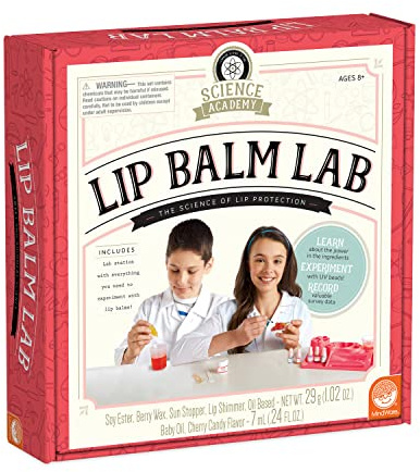 MindWare Science Academy Lip Balm Lab Kit | Includes 18pcs for DIY Lip Balms to Teach Kids & Teens Cosmetic Chemistry