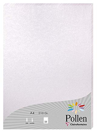 Clairefontaine 24384C Packung mit 25 Blatt Pollen, DIN A4, 210 x 297 mm, 210g, Perlmutt Rosa
