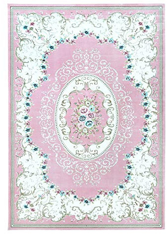 Acryl-Teppich Gewebt Hochwertig Klassisch Orient mit Ornamenten, Mäander in Rosa Größe 80/300 cm
