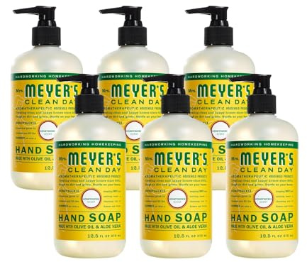 Mrs. Meyer's Hand Soap, Made with Essential Oils, Biodegradable Formula, Honeysuckle, 12.5 fl. oz - Pack of 6