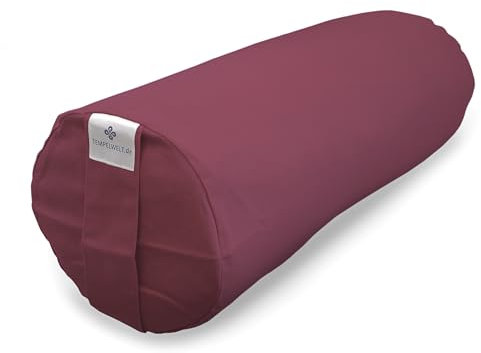 TEMPELWELT Mattentasche für Yogamatte Fitnessmatte 67x17 cm, Tasche aus Baumwolle Leinen Beere Tragegriff Natur, Tragetasche für Matte zum Yoga Pilates Fitness Sport