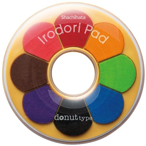 Artline Irodori Stempelkissen (Donut) – 8-farbiges Pigment-Stempelkissen – ideal für Journaling, Kartenbasteln und Handarbeiten – kompaktes, sauberes und lichtbeständiges Stempelkissen