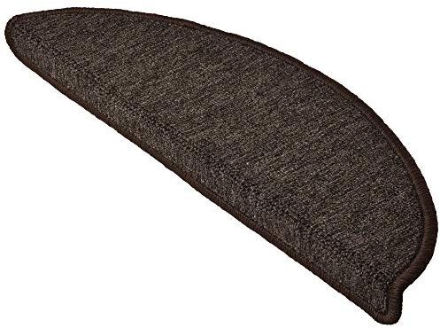 Beautissu Treppenstufen Matten 55x15 cm – 15 Stück Schmale Treppen Stufenmatten Selbstklebend Innen Treppenmatten Stufenmatte Teppich Treppenteppich Stufenteppich Halbrund Dunkelbraun – ProStair