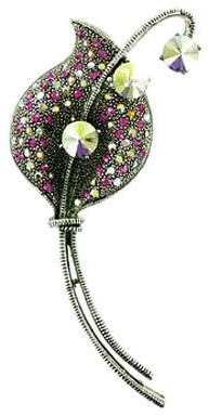 Rosa su argento antico sofisticato foglia spilla