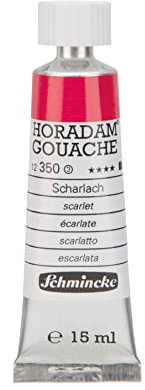 Schmincke - Horadam Gouache, Scharlach, 15 ml-Tube, 12 350 006, feinste Gouache, natürliche Deckkraft, höchst pigmentiert, farbintensiv und matt