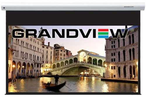 Grandview Cyber Series 106 Electric Motorised 16:9 Projector Screen With Remote Control - Ideal for 3D, 4K, Full HD, 1080p, D-ILA, LCD, DLP, High Definition - Wall or ceiling mounting options.