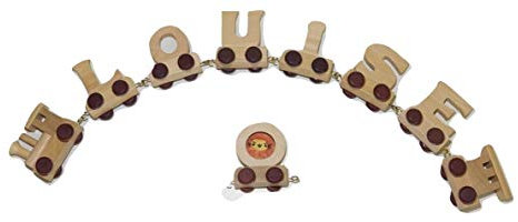 Buchstabenzug Holz Name - Set 6 Buchstaben Namen (kostenfreie Loc, Waggon) | Fun World Toys® namenszug holzbuchstaben