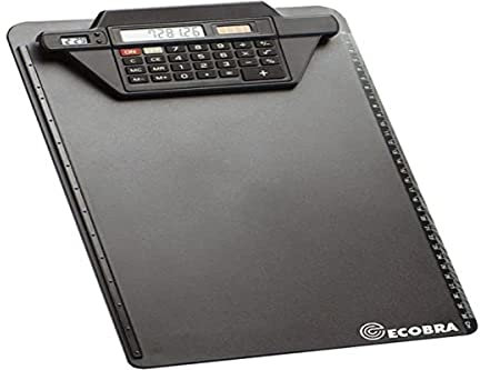 Ecobra 792250 Klemmbrett mit Rechner-Klemmschiene, schwarz