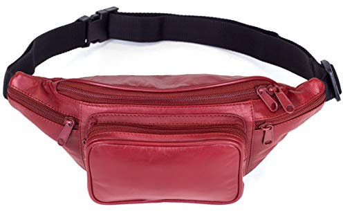 LEAS Gürteltasche Echt-Leder, rot Travel-Line