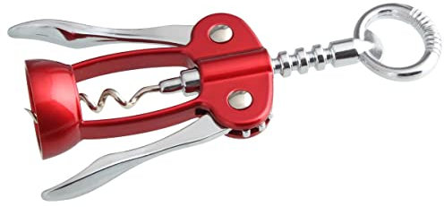 Fackelmann Korkenzieher GRANDCRU, Weinöffner für alle Korken, Hebelkorkenzieher aus verzinktem Metall (Farbe: Rot/Silber), Menge: 1 Stück