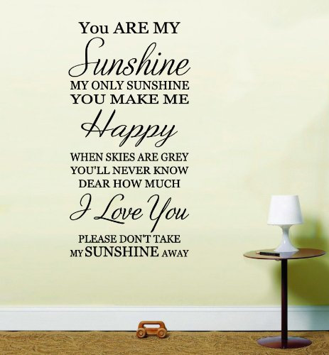 You are my sunshine inspirational quote Nursery Rhyme Lounge Bedroom Wall Art Sticker Decal HSSW1 (lilac, Small 26cm w x 50cm h)