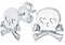 Whimsical Sweet Klein Heart Eyes Karibischen Piraten Schädel & Crossbones Ohrstecker Ohrringe Für Frauen Teen .925 Sterlingsilber