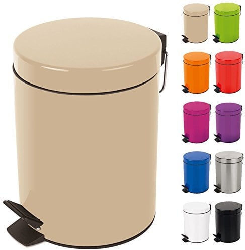 Spirella Kosmetikeimer Sydney Beige Mülleimer Treteimer Abfalleimer - 5 Liter – mit herausnehmbaren Inneneimer