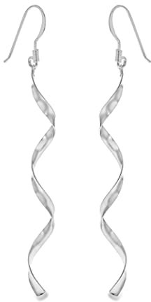 Tuscany Silver Damen Ohrhänger Sterling Silber Lang Flach Spirale