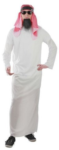 Foxxeo Scheich Kostüm Herren – Araber Verkleidung für Karneval, Fasching & Motto-Party – Orient Kostüm Set mit Kopfbedeckung, Größe:XL