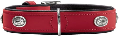 HUNTER SOFTIE STONE Hundehalsband, Kunstleder, mit Applikationen, pflegeleicht, 60 (M-L), rot